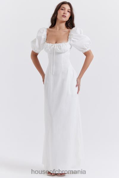 îmbrăcăminte House of CB rochie de soare albă cu mâneci bufante felizia X4F68263