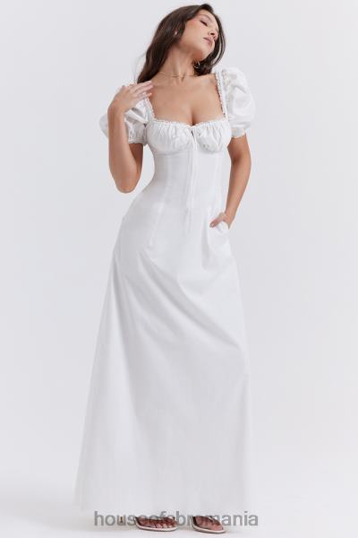 îmbrăcăminte House of CB rochie de soare albă cu mâneci bufante felizia X4F68263