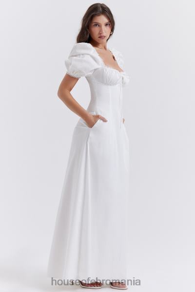 îmbrăcăminte House of CB rochie de soare albă cu mâneci bufante felizia X4F68263