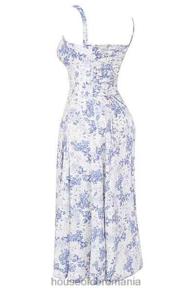 îmbrăcăminte House of CB rochie de soare bustieră cu imprimeu albastru carmen X4F68260