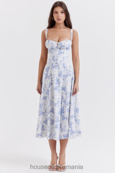 îmbrăcăminte House of CB rochie de soare bustieră cu imprimeu albastru carmen X4F68260