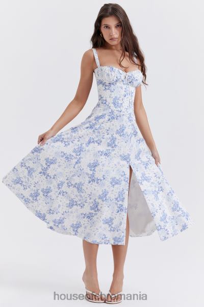 îmbrăcăminte House of CB rochie de soare bustieră cu imprimeu albastru carmen X4F68260