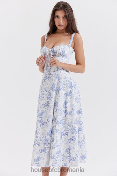 îmbrăcăminte House of CB rochie de soare bustieră cu imprimeu albastru carmen X4F68260