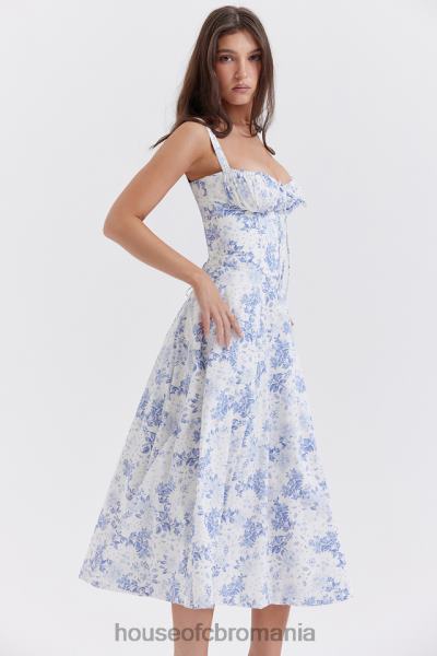 îmbrăcăminte House of CB rochie de soare bustieră cu imprimeu albastru carmen X4F68260