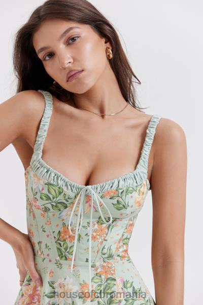 îmbrăcăminte House of CB rochie de soare bustieră sabrina cu imprimeu jad ușor X4F68249