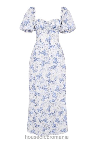 îmbrăcăminte House of CB rochie de soare cu mâneci bufante cu imprimeu albastru felizia X4F68256