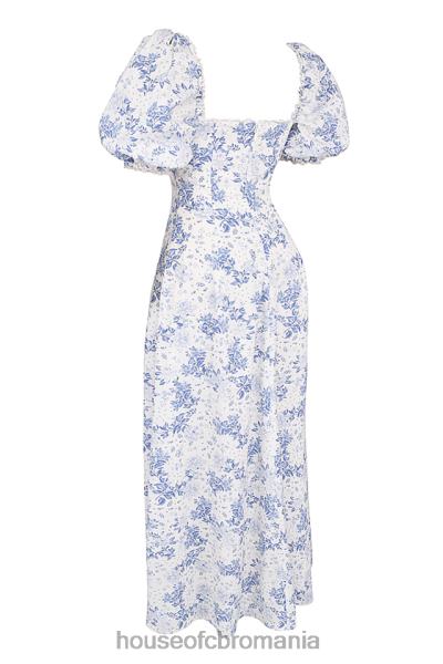 îmbrăcăminte House of CB rochie de soare cu mâneci bufante cu imprimeu albastru felizia X4F68256