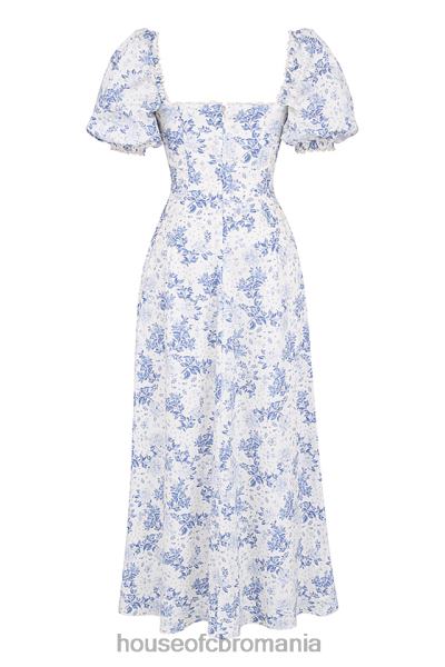 îmbrăcăminte House of CB rochie de soare cu mâneci bufante cu imprimeu albastru felizia X4F68256
