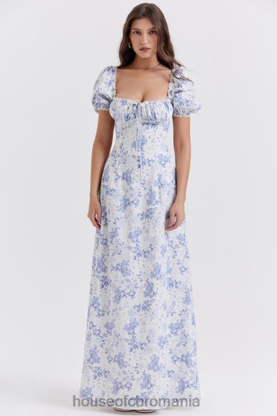 îmbrăcăminte House of CB rochie de soare cu mâneci bufante cu imprimeu albastru felizia X4F68256