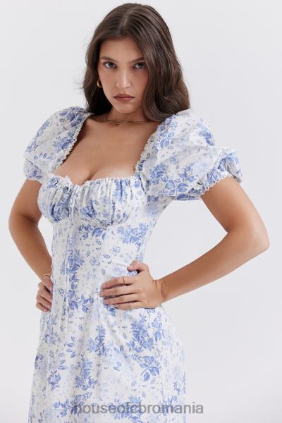 îmbrăcăminte House of CB rochie de soare cu mâneci bufante cu imprimeu albastru felizia X4F68256