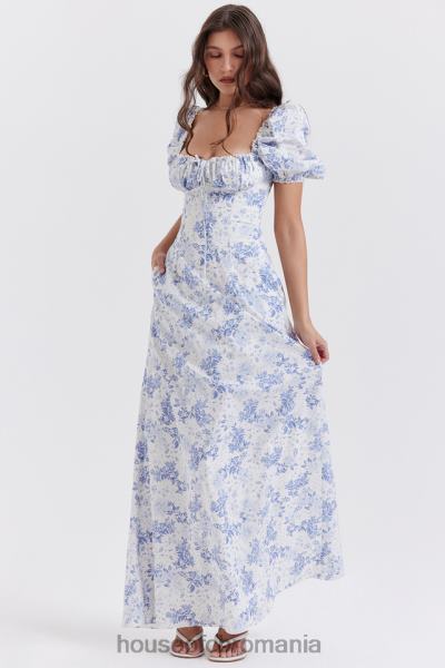 îmbrăcăminte House of CB rochie de soare cu mâneci bufante cu imprimeu albastru felizia X4F68256