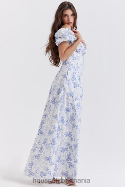 îmbrăcăminte House of CB rochie de soare cu mâneci bufante cu imprimeu albastru felizia X4F68256