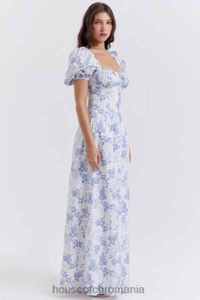 îmbrăcăminte House of CB rochie de soare cu mâneci bufante cu imprimeu albastru felizia X4F68256