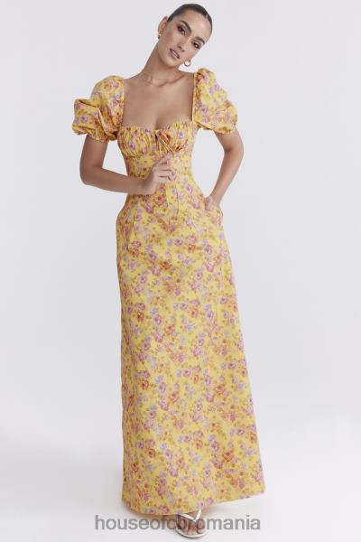 îmbrăcăminte House of CB rochie de soare cu maneci bufante cu imprimeu unt felizia X4F68247