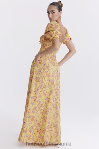 îmbrăcăminte House of CB rochie de soare cu maneci bufante cu imprimeu unt felizia X4F68247