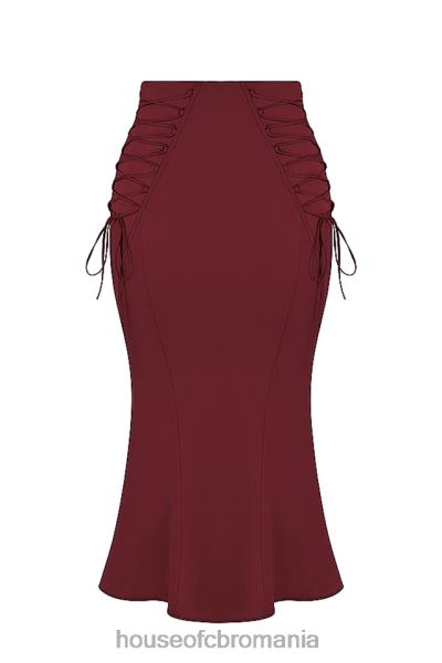 îmbrăcăminte House of CB Fusta midi cu șiret din satin vin sidonie X4F68376