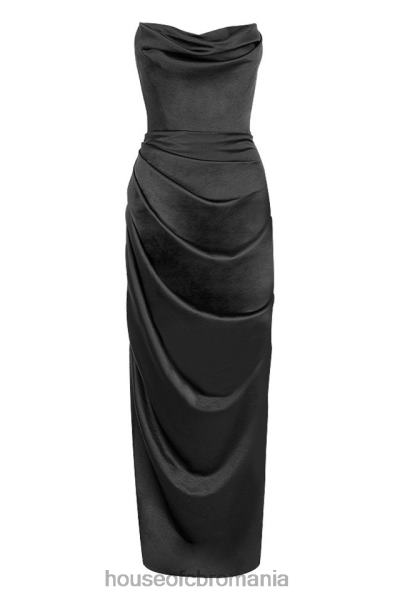 îmbrăcăminte House of CB adrienne corset fără bretele din satin negru maxi X4F68588