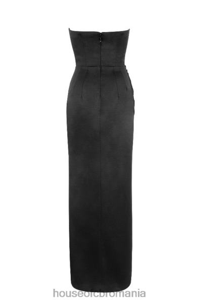 îmbrăcăminte House of CB adrienne corset fără bretele din satin negru maxi X4F68588