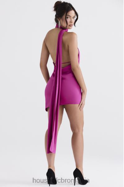 îmbrăcăminte House of CB aida rochie asimetrică cu decolteu asimetric roz aprins X4F68320