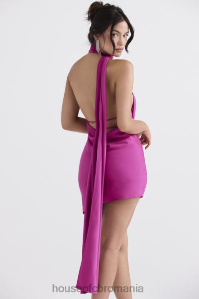 îmbrăcăminte House of CB aida rochie asimetrică cu decolteu asimetric roz aprins X4F68320