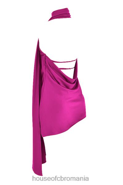 îmbrăcăminte House of CB aida rochie asimetrică cu decolteu asimetric roz aprins X4F68320