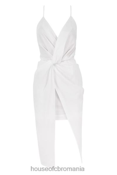 îmbrăcăminte House of CB eivissa bumbac alb cruce spate wrap midi X4F68604
