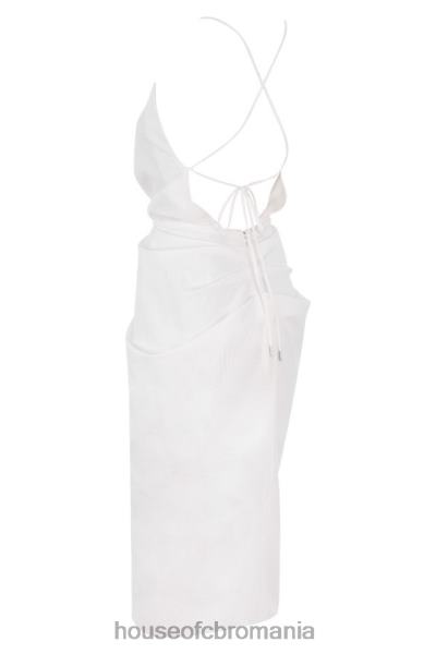 îmbrăcăminte House of CB eivissa bumbac alb cruce spate wrap midi X4F68604