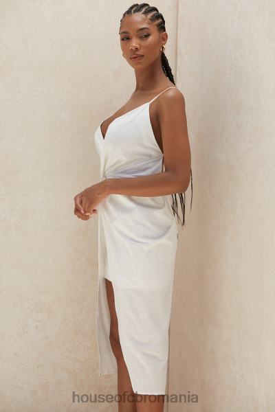 îmbrăcăminte House of CB eivissa bumbac alb cruce spate wrap midi X4F68604