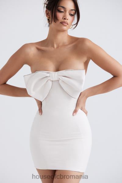îmbrăcăminte House of CB rochie ariella ivory satin cu fundita impodobita cu cristale X4F68359