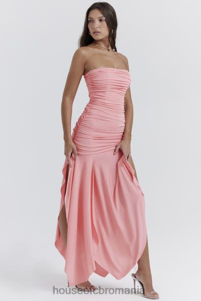 îmbrăcăminte House of CB rochie asimetrică adunată ivana caise X4F68209