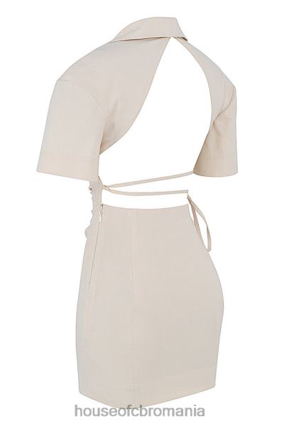 îmbrăcăminte House of CB rochie cămașă luisa bej cu spatele deschis X4F68569