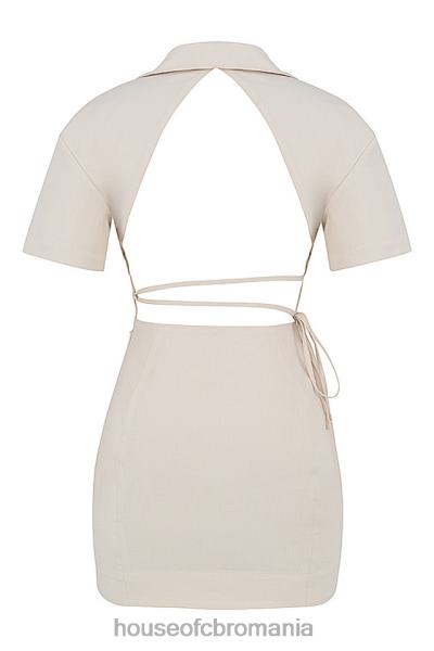 îmbrăcăminte House of CB rochie cămașă luisa bej cu spatele deschis X4F68569