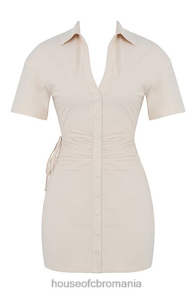 îmbrăcăminte House of CB rochie cămașă luisa bej cu spatele deschis X4F68569