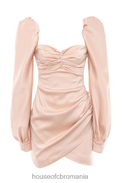 îmbrăcăminte House of CB rochie cherie blush din satin cu maneci bufante X4F68634