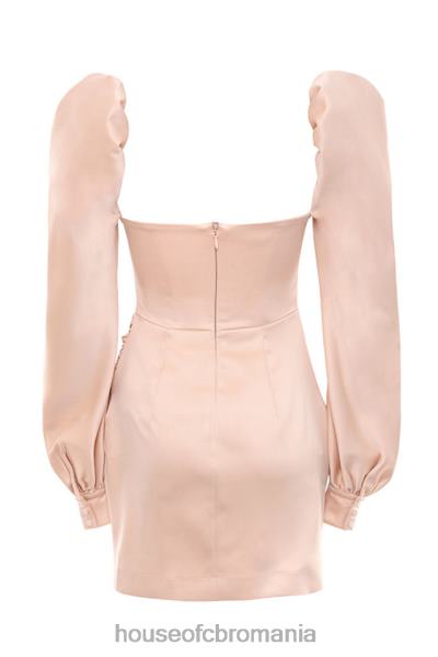 îmbrăcăminte House of CB rochie cherie blush din satin cu maneci bufante X4F68634