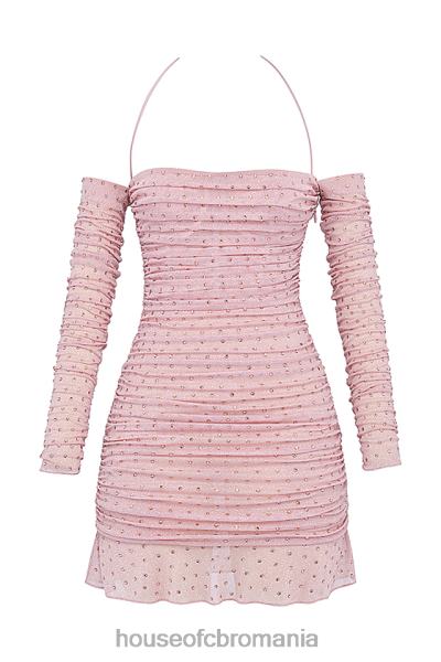 îmbrăcăminte House of CB rochie cristalizata estella roz moale X4F68331