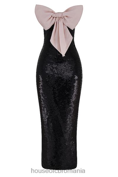îmbrăcăminte House of CB rochie cu fundă fără bretele holly negru cu paiete X4F68341
