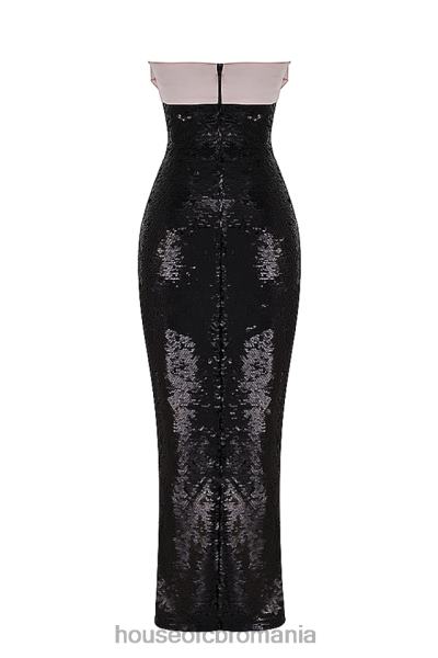 îmbrăcăminte House of CB rochie cu fundă fără bretele holly negru cu paiete X4F68341