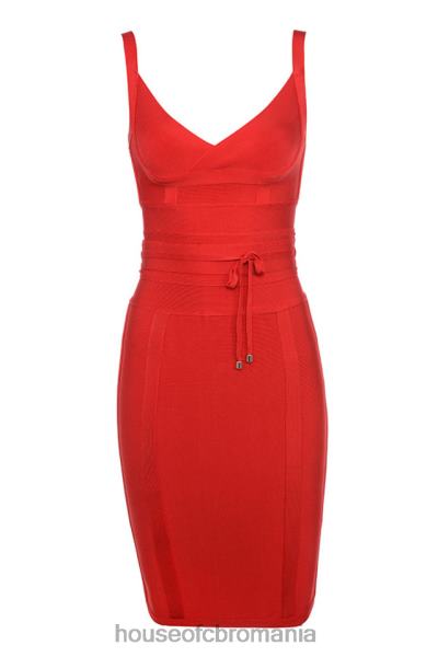 îmbrăcăminte House of CB rochie de bandaj în talie cu cravată roșie belice X4F68637