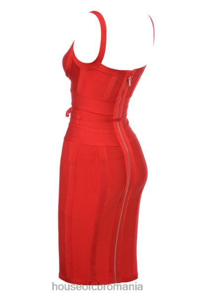 îmbrăcăminte House of CB rochie de bandaj în talie cu cravată roșie belice X4F68637
