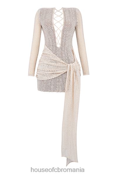 îmbrăcăminte House of CB rochie din dantelă din tricot natural carmelita X4F68175