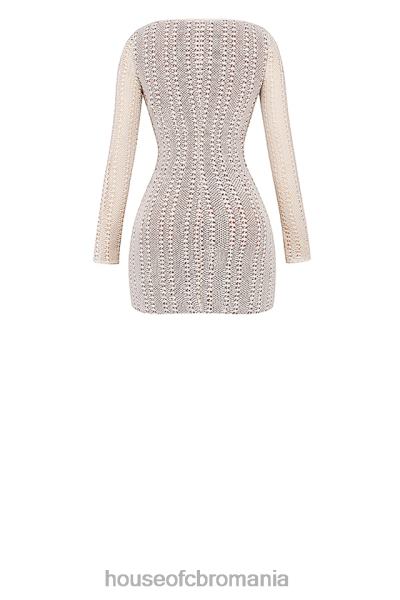 îmbrăcăminte House of CB rochie din dantelă din tricot natural carmelita X4F68175