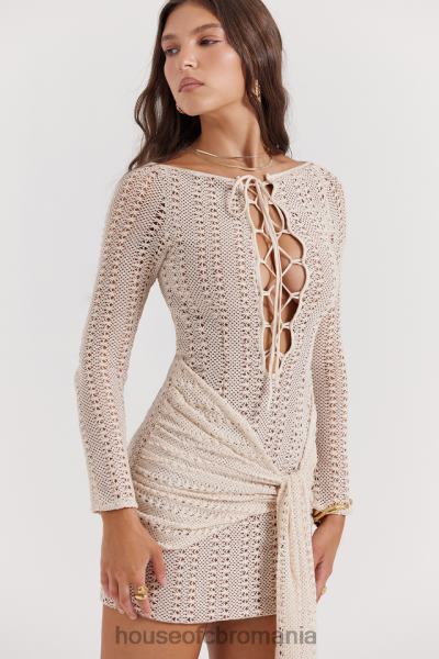 îmbrăcăminte House of CB rochie din dantelă din tricot natural carmelita X4F68175