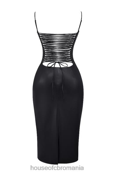 îmbrăcăminte House of CB rochie din piele vegană neagră jalena din dantelă la spate X4F68127