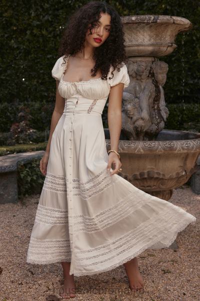 îmbrăcăminte House of CB rochie eviana ivory din matase reala cu maneci bufante X4F68229