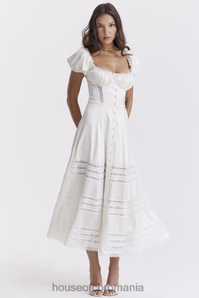 îmbrăcăminte House of CB rochie eviana ivory din matase reala cu maneci bufante X4F68229