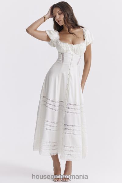 îmbrăcăminte House of CB rochie eviana ivory din matase reala cu maneci bufante X4F68229