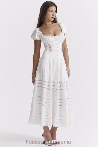 îmbrăcăminte House of CB rochie eviana ivory din matase reala cu maneci bufante X4F68229