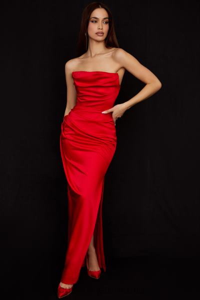 îmbrăcăminte House of CB rochie fără bretele din satin stacojiu adrienne X4F68507