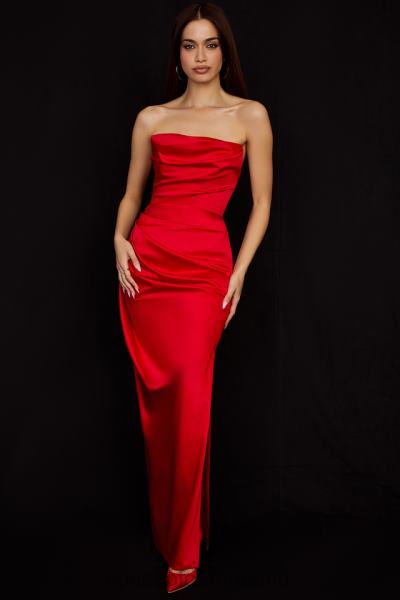 îmbrăcăminte House of CB rochie fără bretele din satin stacojiu adrienne X4F68507